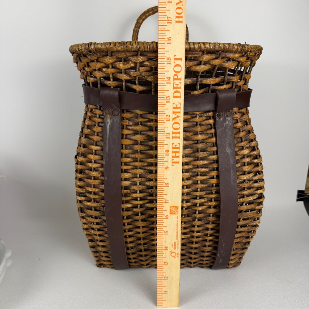 Vtg/antique Adirondack Trapper Pack Basket Woven Rustic Lodge Decor 16" - Picture 6 of 16